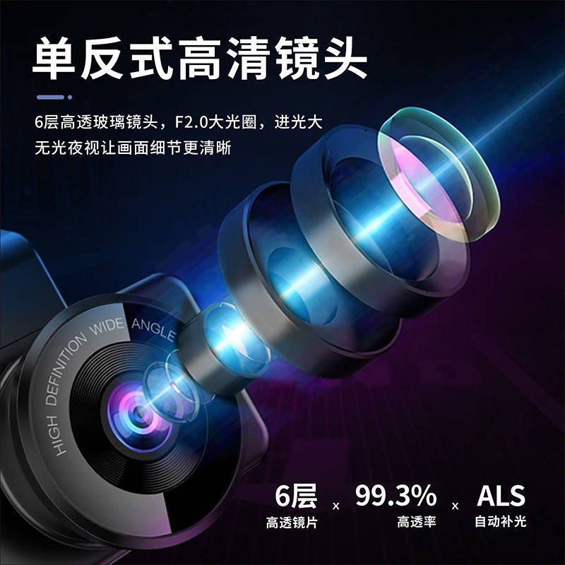 Wei Shide HD, máy ghi âm lái xe, bắn đôi trước và sau, 360 độ, tầm nhìn ban đêm, giám sát đỗ xe điện tử một
