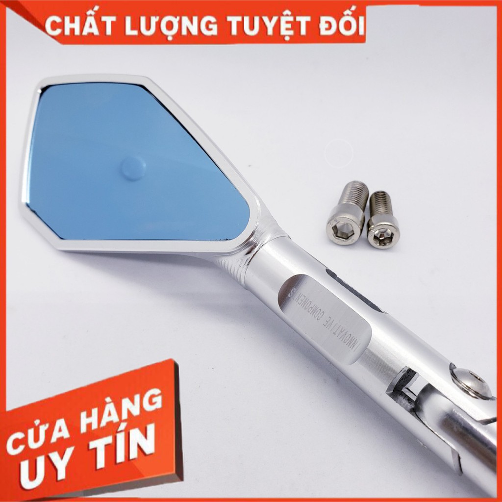 gương chiếu hậu RIZ0MA, kiếng RIZ0MA 5 cạnh loại 1 gắn bên trái xe máy sh, vario, nvx, exciter,...màu bạc