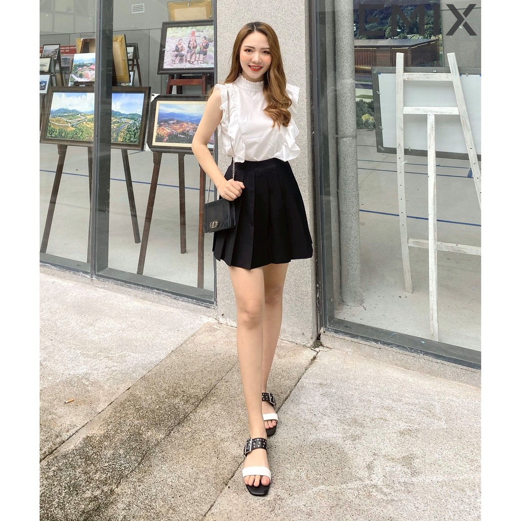 Chân váy xếp ly EMIX chất umi màu đen | BigBuy360 - bigbuy360.vn