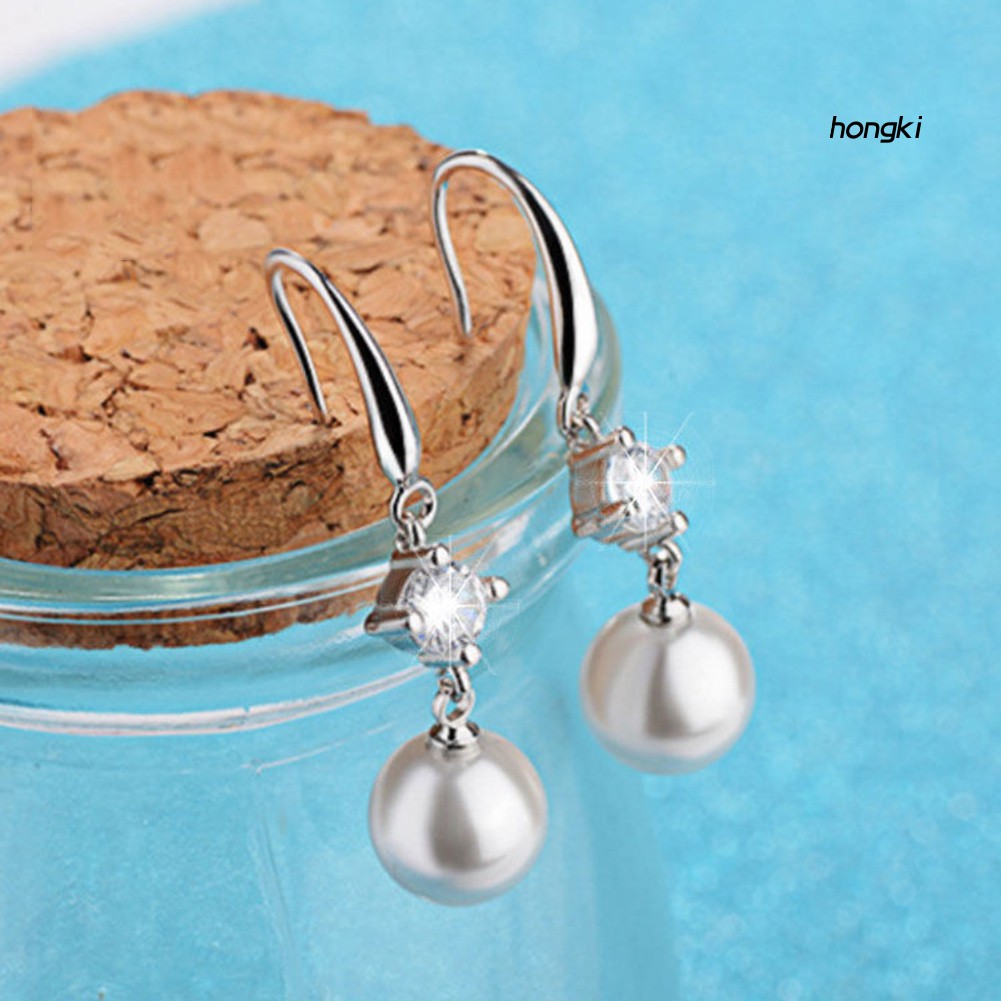 Đôi Bông Tai Dáng Dài Đính Ngọc Trai Nhân Tạo Thời Trang Cho Nữ