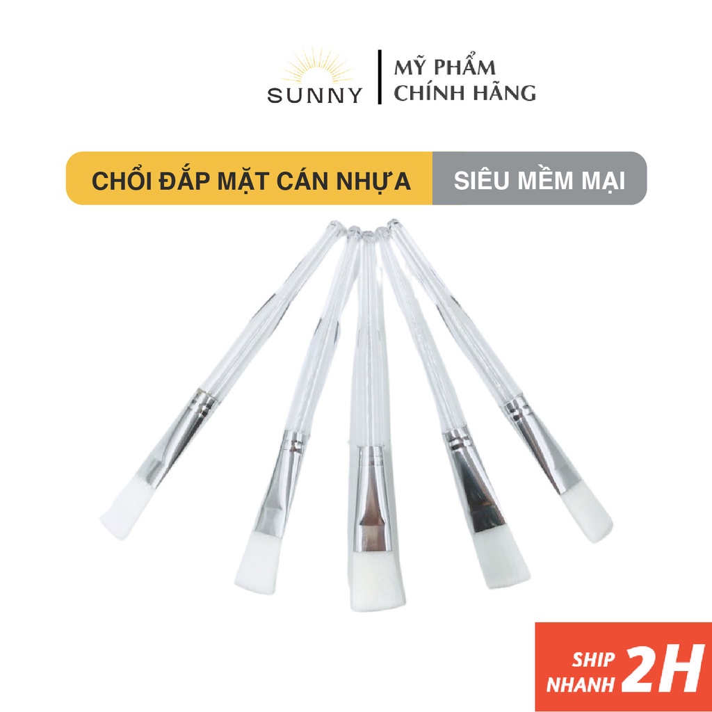 SET 5 Chổi Đắp Mặt Nạ Cán Nhựa Trong Lông Trắng Cực Mềm Mại