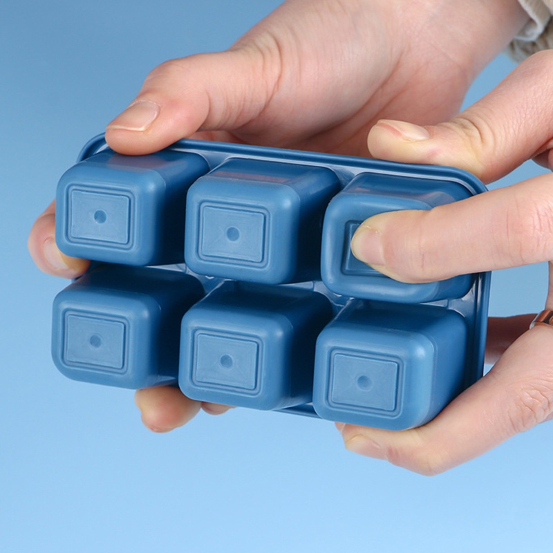 Aoto Khuôn Silicone Làm Đá Viên 6 Ngăn Hình Vuông Có Nắp Đậy DIY