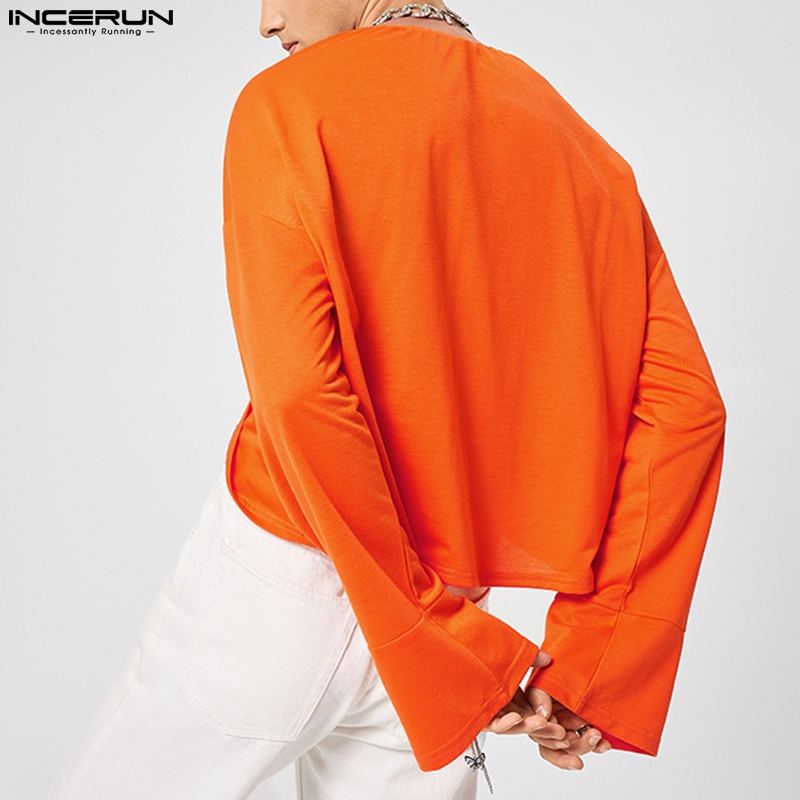 Áo thun INCERUN tay dài kiểu dây rút thời trang cá tính dành cho nam