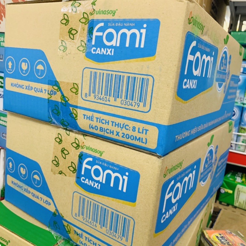 Thùng sữa đậu nành Fami Canxi bịch 40x200ml