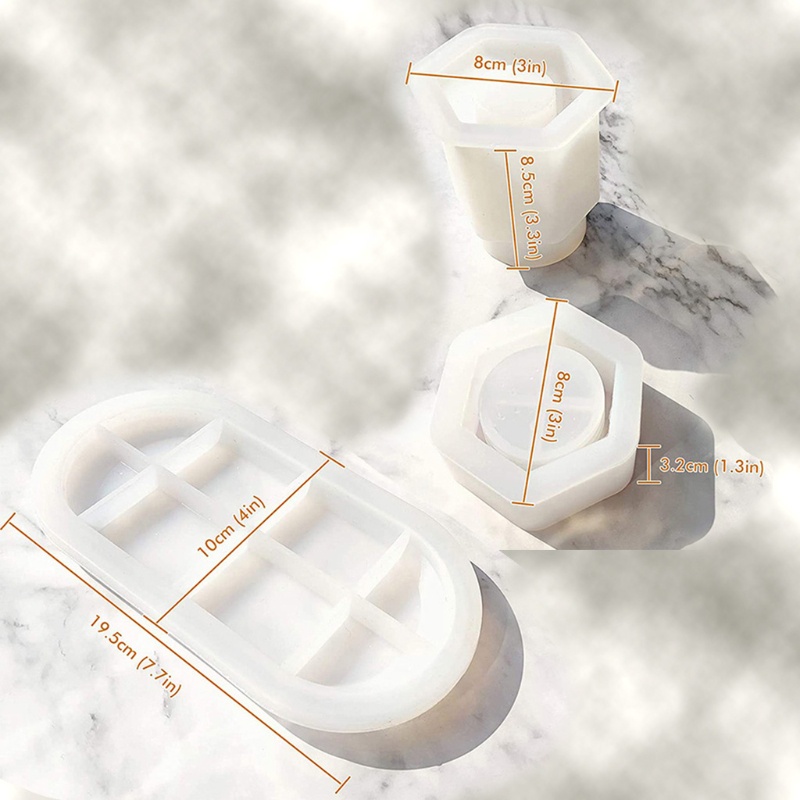 Khuôn silicon đổ nhựa resin epoxy tạo hình hũ đựng và dụng cụ nghiền gia vị hình lục giác lớn