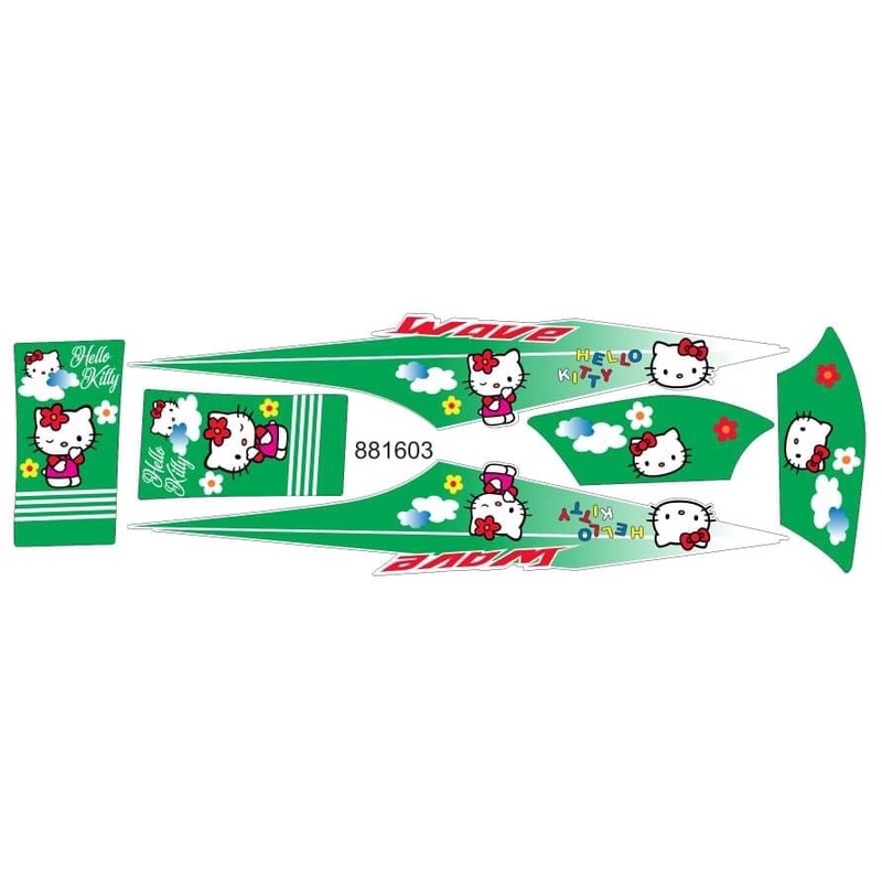Tem WAVE (50-100cc) HELLO KITTY đủ màu tem 3 lớp đẹp chống phai màu