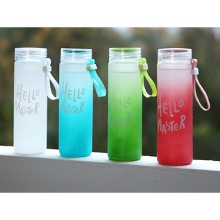BÌNH NƯỚC THỦY TINH HELLO MASTER 450ML CÓ ZOĂNG & DÂY XÁCH,NHIỀU MÀU