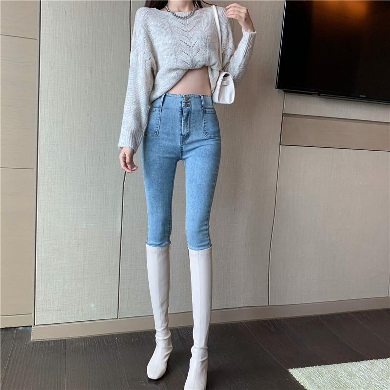 Quần skinny jean lưng cao thời trang cho nữ