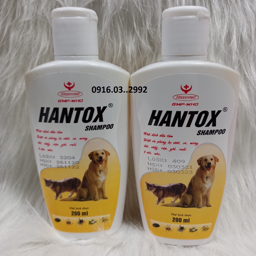 Sữa tắm trị ve rận cho chó mèo Hantox 200ml, Sữa tắm trị ve rận