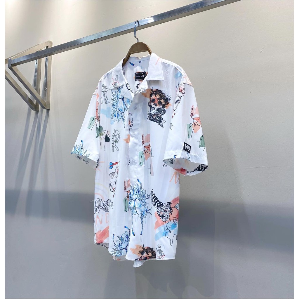 Áo Sơ Mi MENDE CRAYON SHIRT form rộng cổ vest tay ngắn unisex nam nữ màu trắng | BigBuy360 - bigbuy360.vn