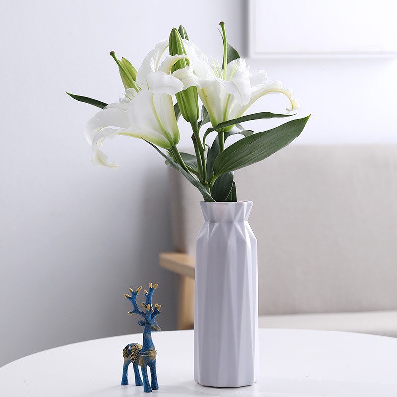 Lọ hoa nhựa, bình hoa nhựa, mẫu Múi Khế theo phong cách Bắc Âu tối giản và tinh tế trang trí góc phòng, bàn học, bàn ăn