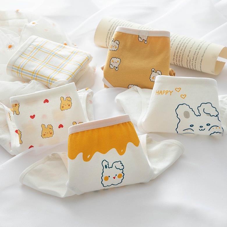 [Giá sỉ] Quần Lót Nữ Cotton Co Gĩan In Hoạ Tiết Thỏ Vàng Cute 898