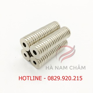 nam châm tròn lỗ phi 18mm dày 2.9mm lỗ 6mm mạ nikel