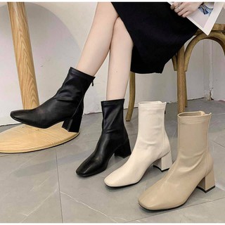 [Hàng oder 10-12 ngày về] Boot da trơn cổ lỡ (có sẵn màu đen sz 40)