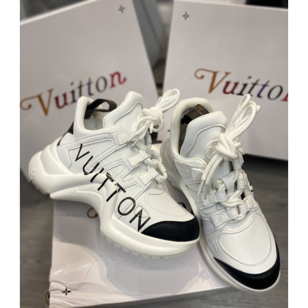giày thể thao sneaker lv độn đế, giày lv hot girl, giày lv chunky chữ vuition đen bản cao cấp nữ ảnh thật