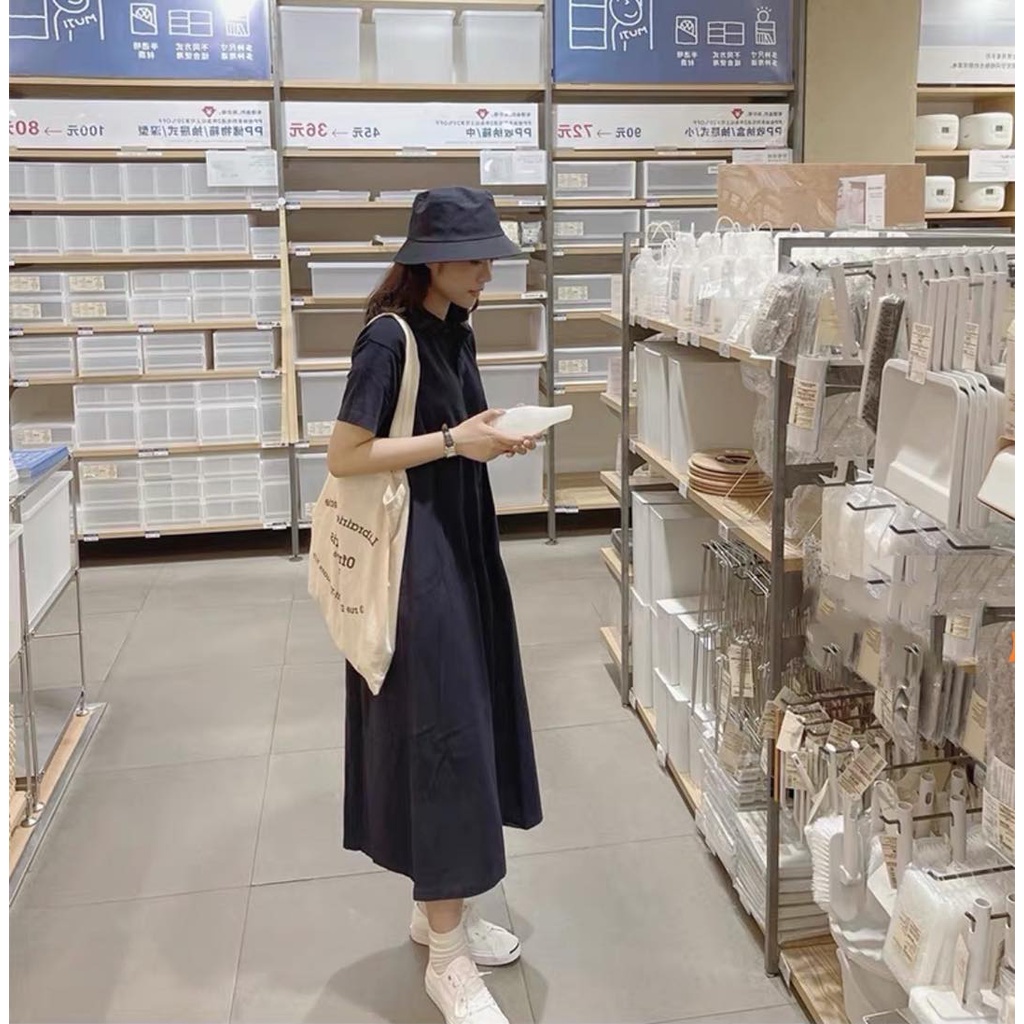 Váy polo nữ cá sấu dáng suông dài xanh than chất dày đẹp hàng L1 xuất dư | BigBuy360 - bigbuy360.vn