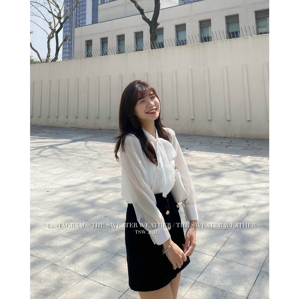 Áo sơ mi voan tơ có thắt nơ hàng loại 1 phong cách tiểu thư dành cho nữ | BigBuy360 - bigbuy360.vn