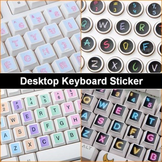 Miếng dán bàn phím laptop máy tính hình tròn in chữ tiếng anh hoạt hình