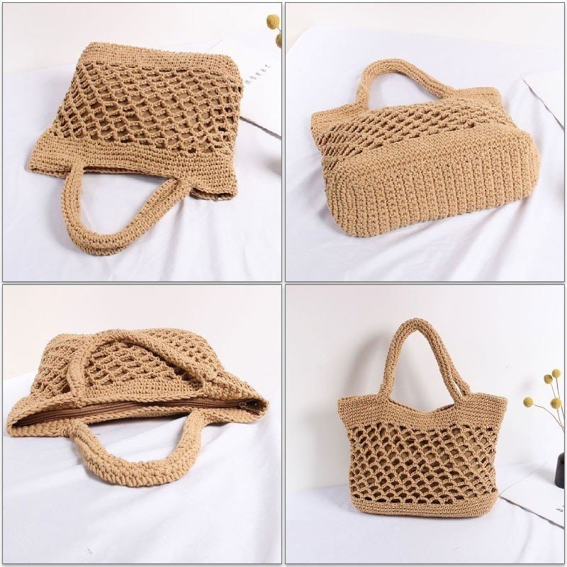 Túi Macrame Tote đeo vai - hoa văn lưới mắt cáo