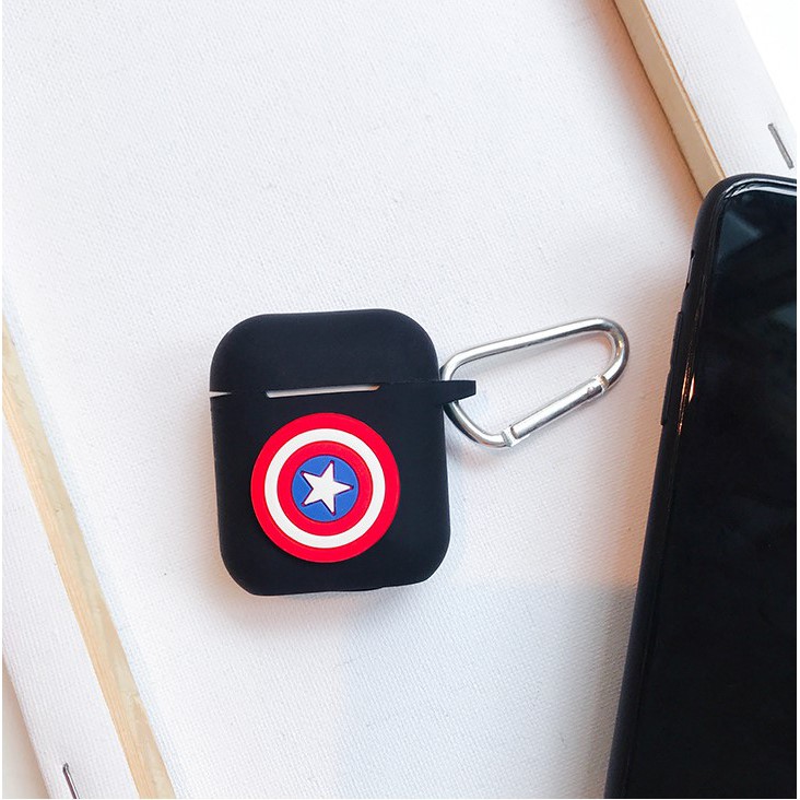 Case bao airpod silicon 1 2 Siêu nhân - Người dơi - Captain America ... đựng tai nghe không dây Airpods