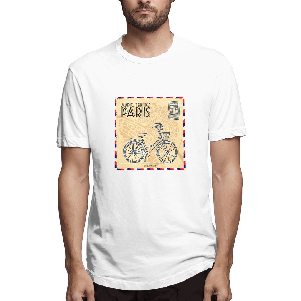 Áo Thun cotton Tay Ngắn In Chữ Addicted To Paris Và Hình Tháp Eiffel Thời Trang Pháp 2022 Cho Nam