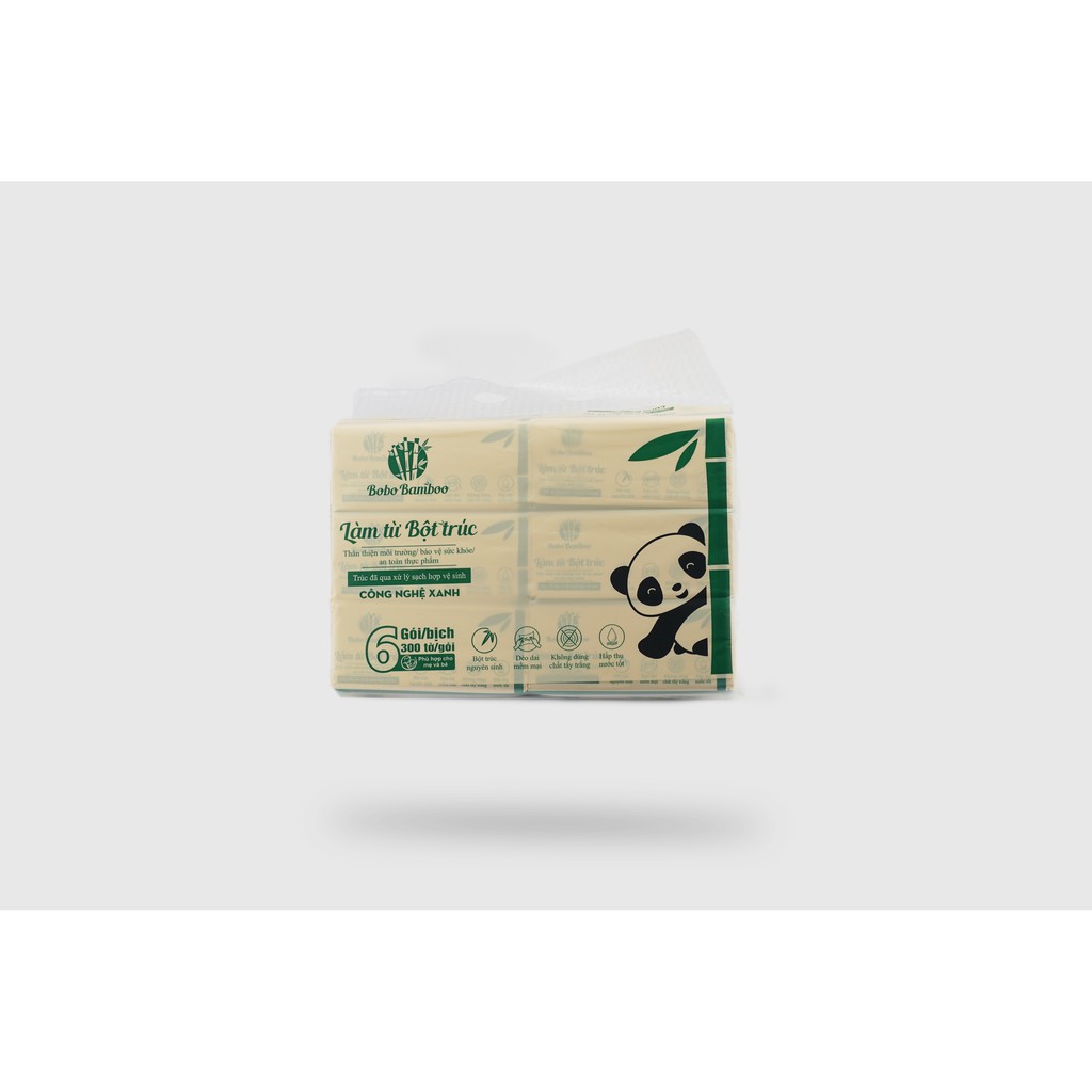 30 Gói Giấy Ăn Gấu Trúc Bobo Bamboo 100 tờ/gói Siêu Dai