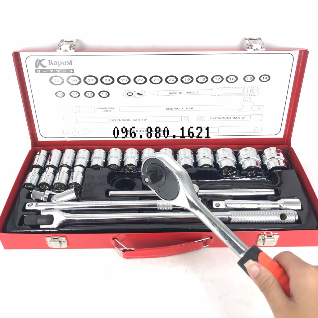 Bộ dụng cụ mở bulong ốc vít đa năng 24 chi tiết, Không han gỉ Hàng Mới, Bộ dụng cụ sửa chữa oto xe máy 24 món Kapusi