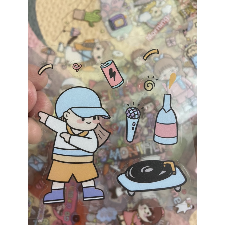 combo 5 sticker bóc dán thông minh cho bé khám phá, sticker dán cốc điện thoại sổ máy tính.... rất dễ thương