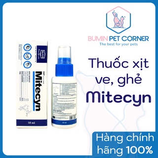 Thuốc xịt trị ve, rận, ghẻ cho chó mèo Alkin Mitecyn chai 50ml