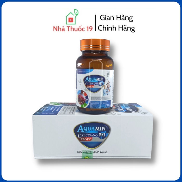 Viên AQUAMIN CALCINANO MK7 Chiết Xuất Táo Đỏ Bổ Sung Canxi Vitamin D3 Giúp Xương Và Răng Chắc Khỏe, Phát Triển Chiều Cao