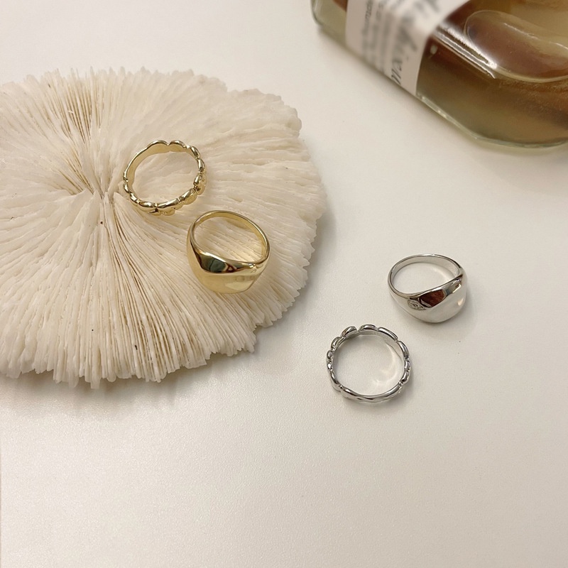 Set 2 Nhẫn Kim Loại Thiết Kế Sáng Tạo Cá Tính