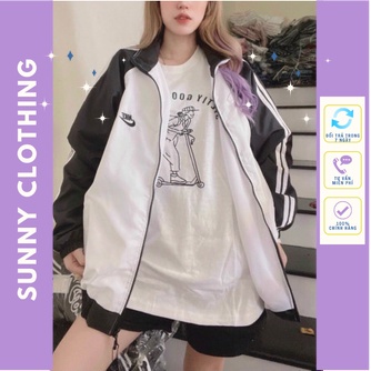 Áo Khoác Gió 2 Lớp Form Rộng Unisex Chữ Thêu Nike Cá Tính SUNNY GZAK032