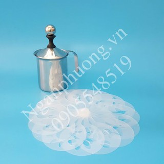 COMBO CA INOX 400ML ĐÁNH SỮA TẠO BỌT CAPUCHINO VÀ BỘ KHUÔN RẮC BỘT 16 HÌNH