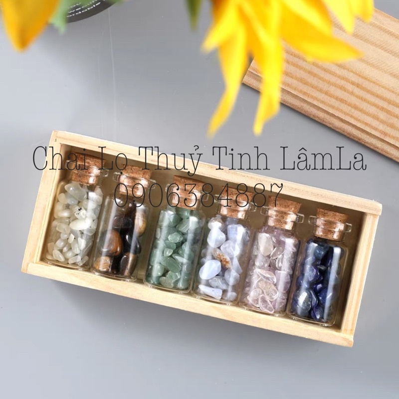 Chai Thuỷ Tinh Trang Trí Nắp Gỗ Ép 5ml - 10ml