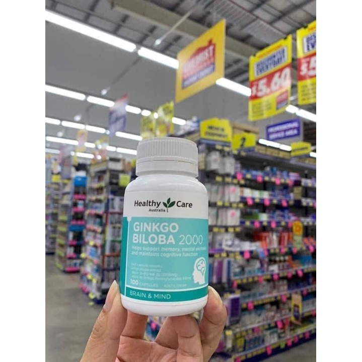 Bổ Não Healthy Care Ginkgo Biloba 2000mg 100 viên Hàng Úc Chính Hãng