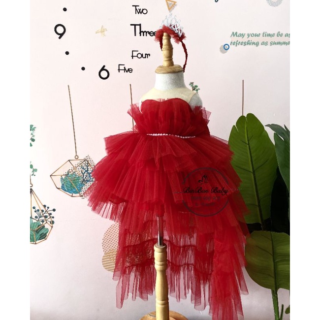 Váy công chúa cho bé BinBon Baby, đầm công chúa đuôi công cho bé gái