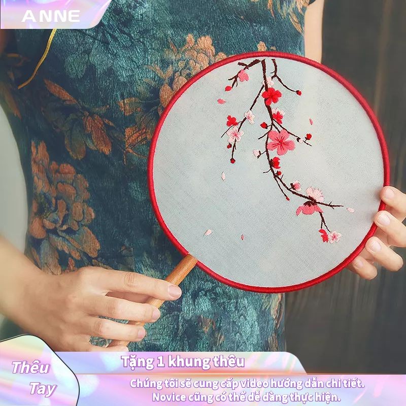 Thêu Handmade/Antique hand embroidered hand fan, Chinese fan