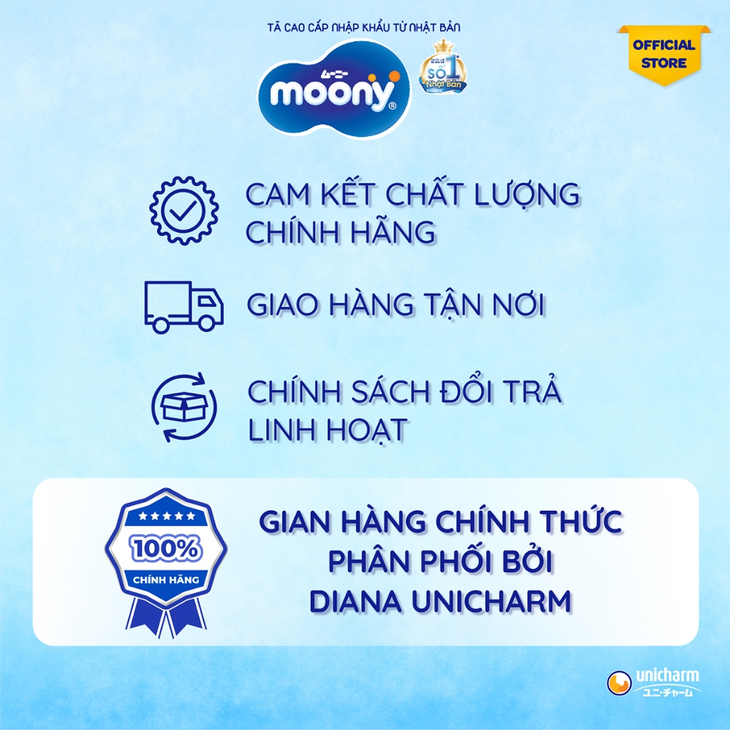 [CỘNG 4 MIẾNG] Tã dán Moony cao cấp L54 - Nhập khẩu từ Nhật Bản