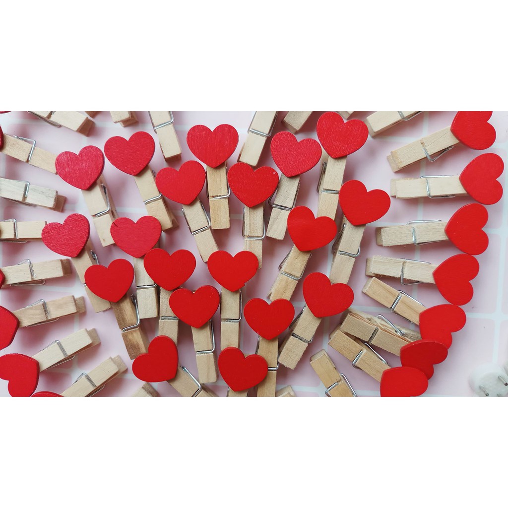 Set 50 kẹp gỗ trái tim+10m dây+6 đinh 3 chân | BigBuy360 - bigbuy360.vn
