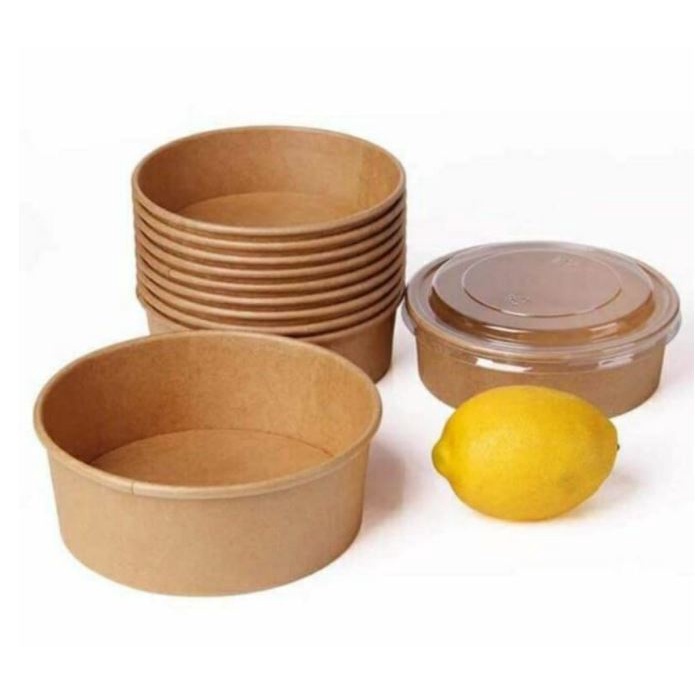Combo 10 Tô Giấy Kraft 750ML -1000ML Màu Nâu Kèm Nắp Trong Dùng Để Đựng Đồ Nóng Cháo Phở Hoặc Nướng Bánh Đồ Ăn Các Loại