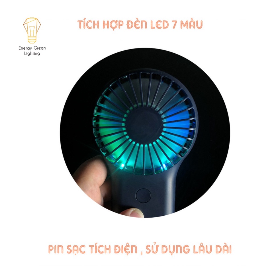Quạt Mini Cầm Tay Energy Green Lighting Tích Điện X-102 - Móc Treo Tiện Lợi - 3 Tốc Độ Gió Siêu Mát