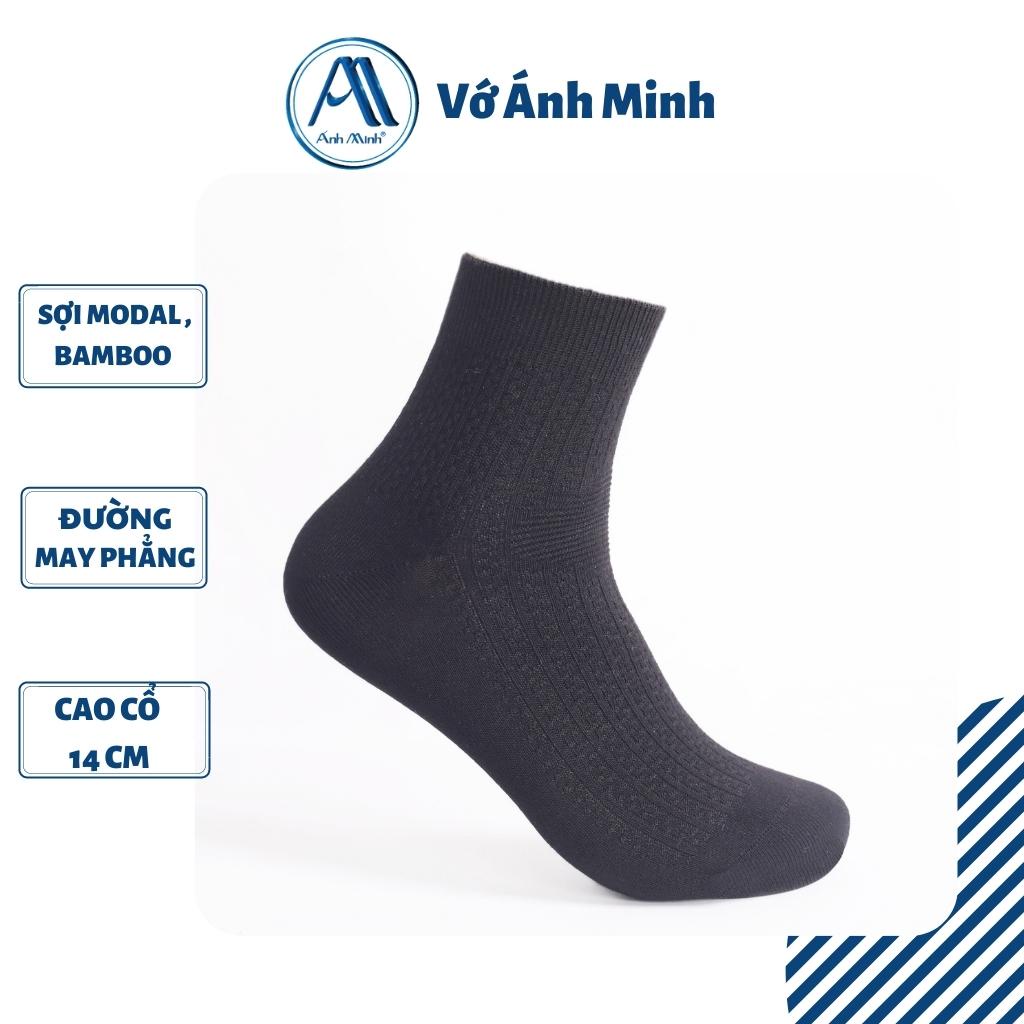 Vớ nam cổ trung  sợi Bamboo/Modal Ánh Minh AMISOCKS cao cấp, dày,mịn màng, hút ẩm, Tất nam Công sở MD/BB04