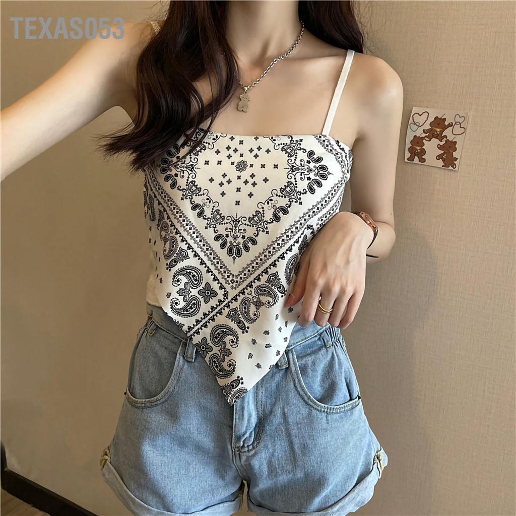 [Hàng Sẵn] Áo yếm nữ họa tiết hai dây thổ cẩm đi biển du lịch mùa hè siêu hot【Texas053】