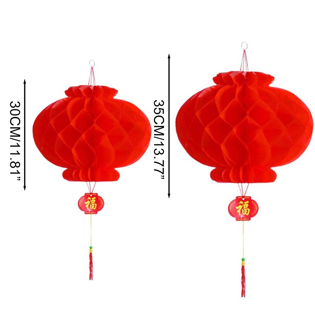Lồng Đèn Giấy Nhựa 35cm X7L9 Họa Tiết Tổ Ong Trang Trí Năm Mới