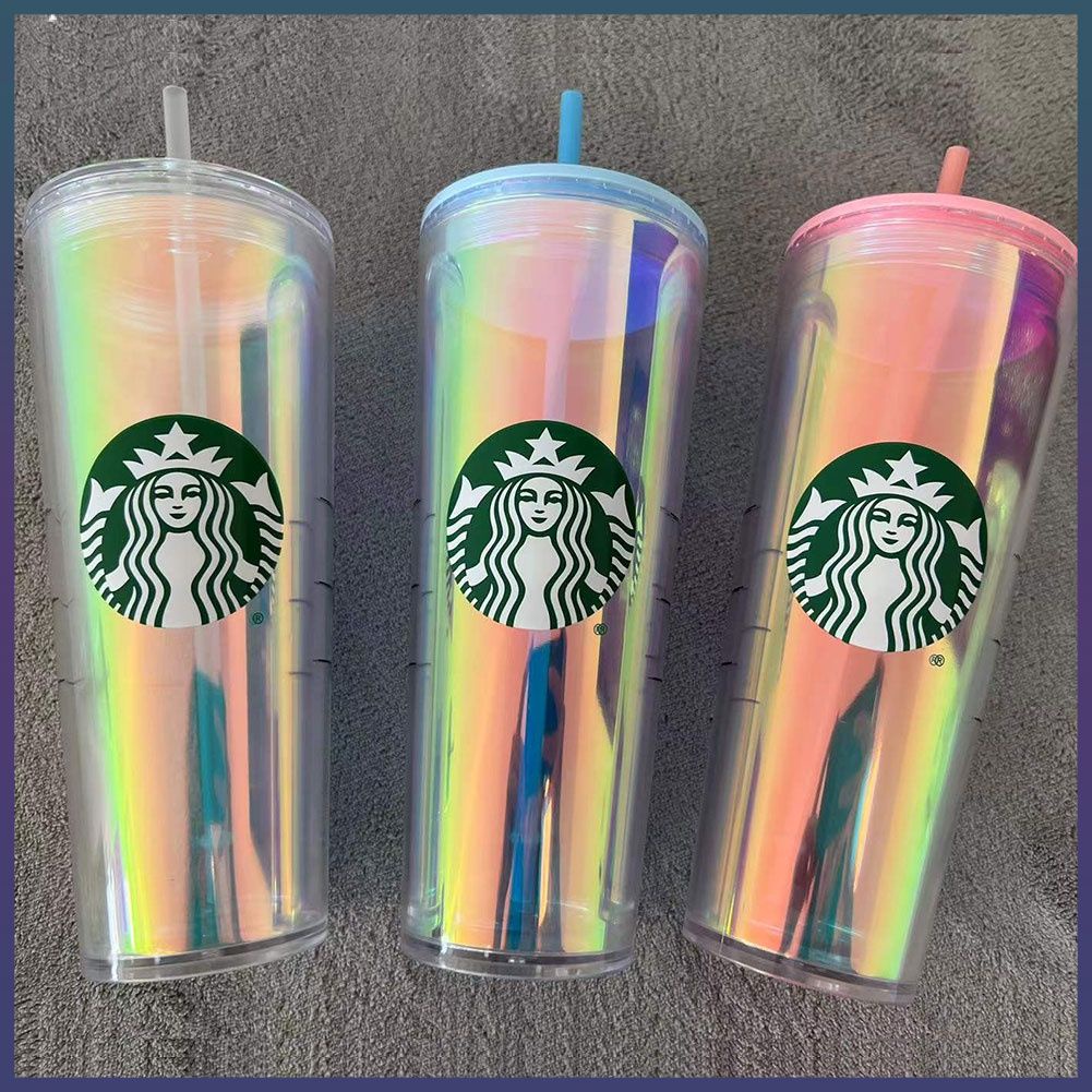 710ml/24oz Starbucks Trong Suốt Rõ Ràng Aurora Cốc Nhựa Cốc Rơm với Nắp