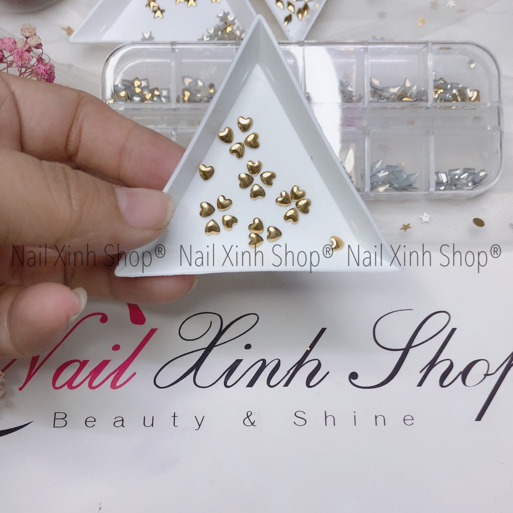 Set 3 khay nhựa đựng đá nail, khay tam giác đựng đá trang trí móng, phụ kiện nail chuyên dụng