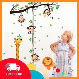 ⚡️𝗙𝗥𝗘𝗘𝗦𝗛𝗜𝗣⚡️ Decal dán tường Thước đo chiều cao 3 chú khỉ con