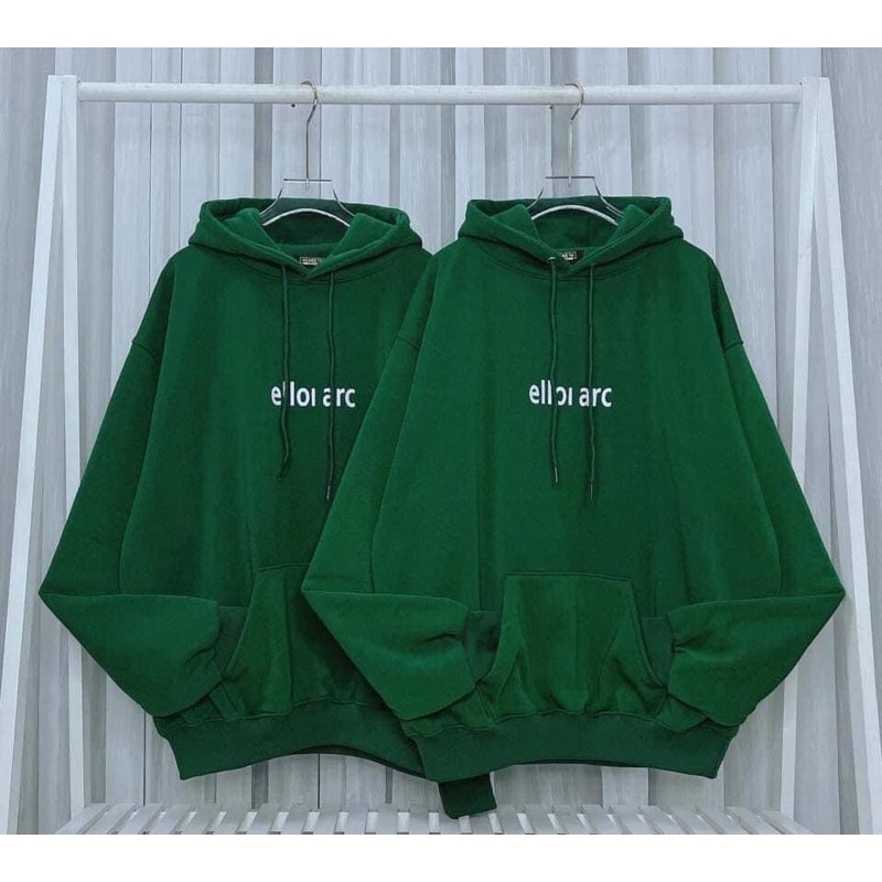 Áo Hoodie Nỉ Bông Dáng Suông Dài Tay Unisex Chữ Nhỏ ellon arc