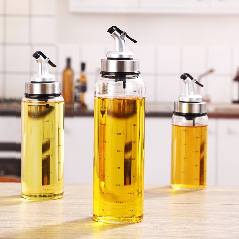 Chai thủy tinh 500ml Lọ đựng dầu ăn nước mắm Bình có vạch chia chịu nhiệt bền cao cấp