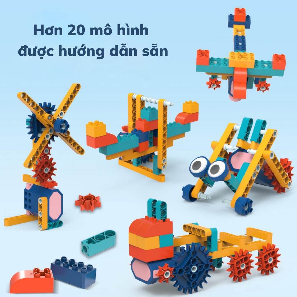 Đồ chơi lắp ráp thông minh cho bé 116 chi tiết kèm động cơ điện, đồ chơi phát triển tư duy cho trẻ em BOBIKIDS LR01